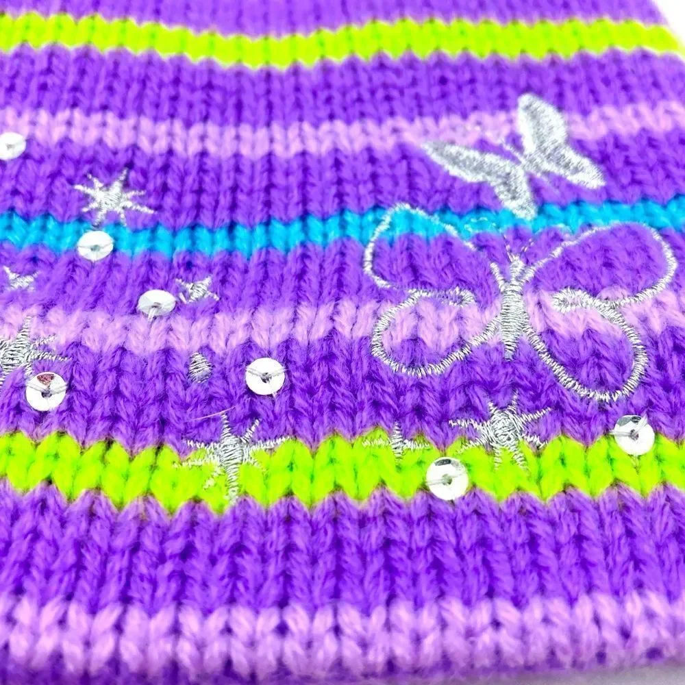 Disney Girl Purple Stripe Beanie XS/S Like New